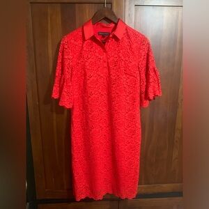 Banana Republic Red Lace Shift Dress EUC